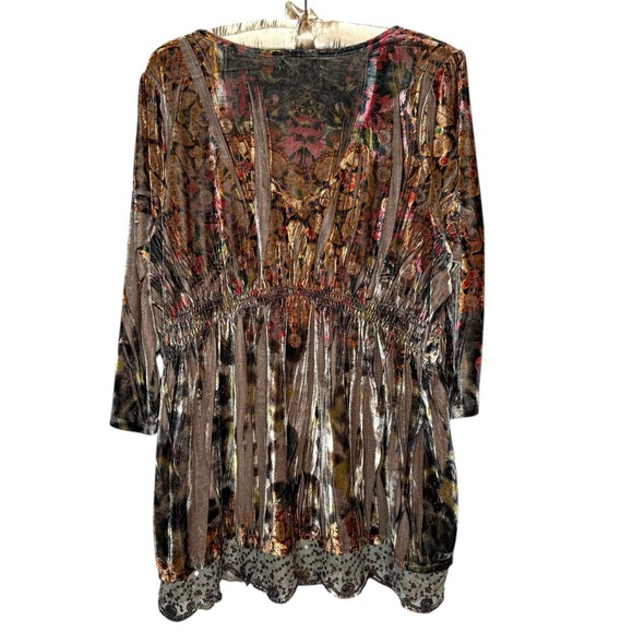 Vintage Velvet Babydoll Top Women's 2XL Y2K Whimsigoth Dark Romantic Beaded Trim - Picture 4 of 8